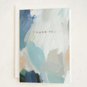 MINTED Frenchie Flowers Blank Card for Any Occasion, Cute Dog Illustration Note Card, Premium 5×7 Blank Greeting with Envelope, French Bulldog with Bouquet Design for Thank You Thinking of You Message(Painted Thank You)