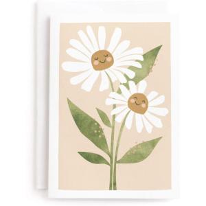 Minted Sun Face Blank Card for Any Occasion, Watercolor Sun Illustration Note Card, Premium 5×7 Blank Greeting with Envelope, Warm Radiant Design for Thank You Thinking of You Encouraging Messages(Buds)