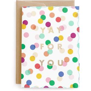 Minted Sun Face Blank Card for Any Occasion, Watercolor Sun Illustration Note Card, Premium 5×7 Blank Greeting with Envelope, Warm Radiant Design for Thank You Thinking of You Encouraging Messages(Yay For You! Confetti)
