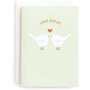 Minted Sun Face Blank Card for Any Occasion, Watercolor Sun Illustration Note Card, Premium 5×7 Blank Greeting with Envelope, Warm Radiant Design for Thank You Thinking of You Encouraging Messages(Love Birds)