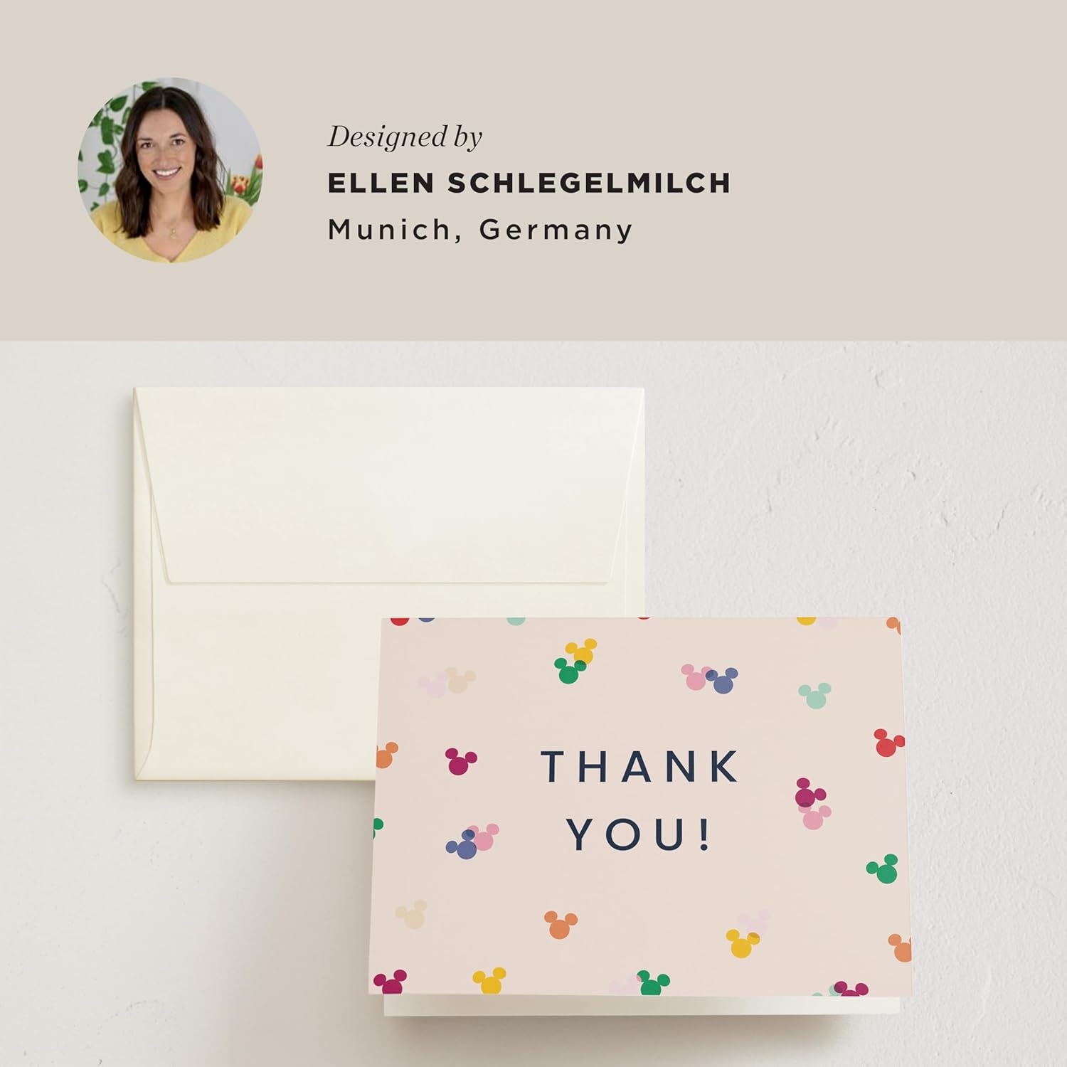 imageMinted Thank You Cards 10 Pack Disney Mickey Confetti Design Folded 425 x 55 Inch Blank Greeting Cards with Envelopes for Kids Parties Baby Shower Celebration Appreciation Notes