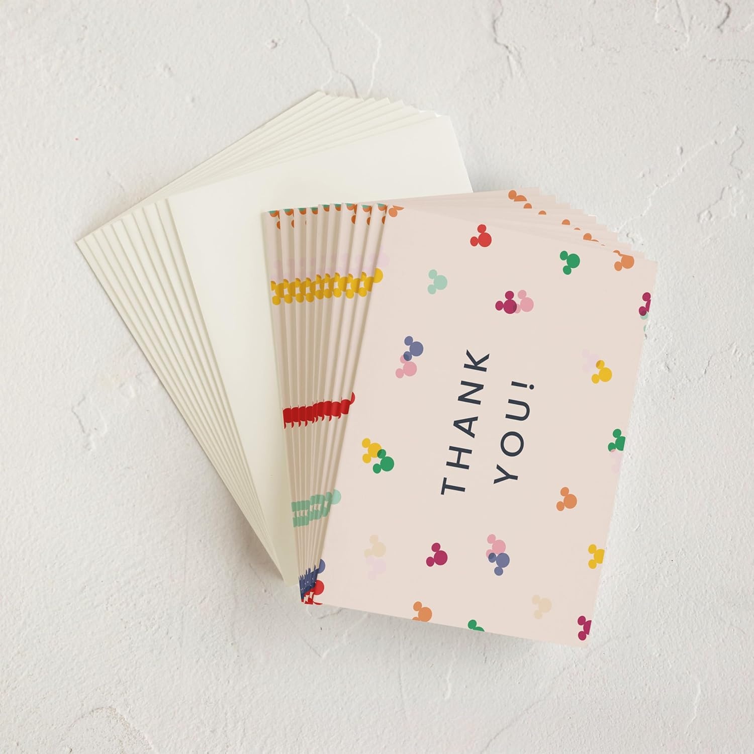 imageMinted Thank You Cards 10 Pack Disney Mickey Confetti Design Folded 425 x 55 Inch Blank Greeting Cards with Envelopes for Kids Parties Baby Shower Celebration Appreciation Notes