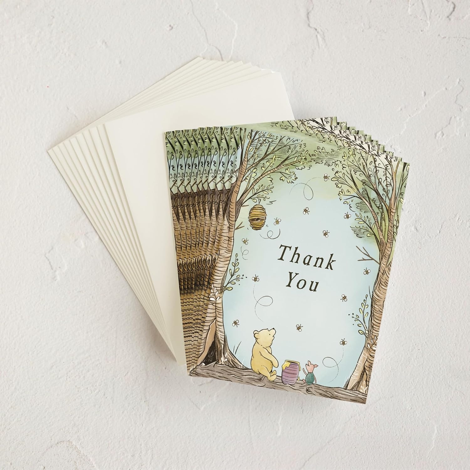 imageMinted Thank You Cards 10 Pack Disney Winnie the Pooh in the Wood Design Folded 425 x 55 Inch Blank Greeting Cards with Envelopes for Baby Shower Kids Events Appreciation NotesDisneys Winnie the Pooh in the Wood