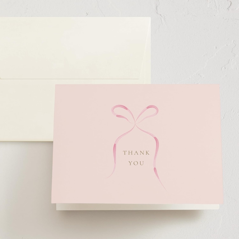 imageMinted Thank You Cards 10 Pack Disney Winnie the Pooh in the Wood Design Folded 425 x 55 Inch Blank Greeting Cards with Envelopes for Baby Shower Kids Events Appreciation NotesPink Bow