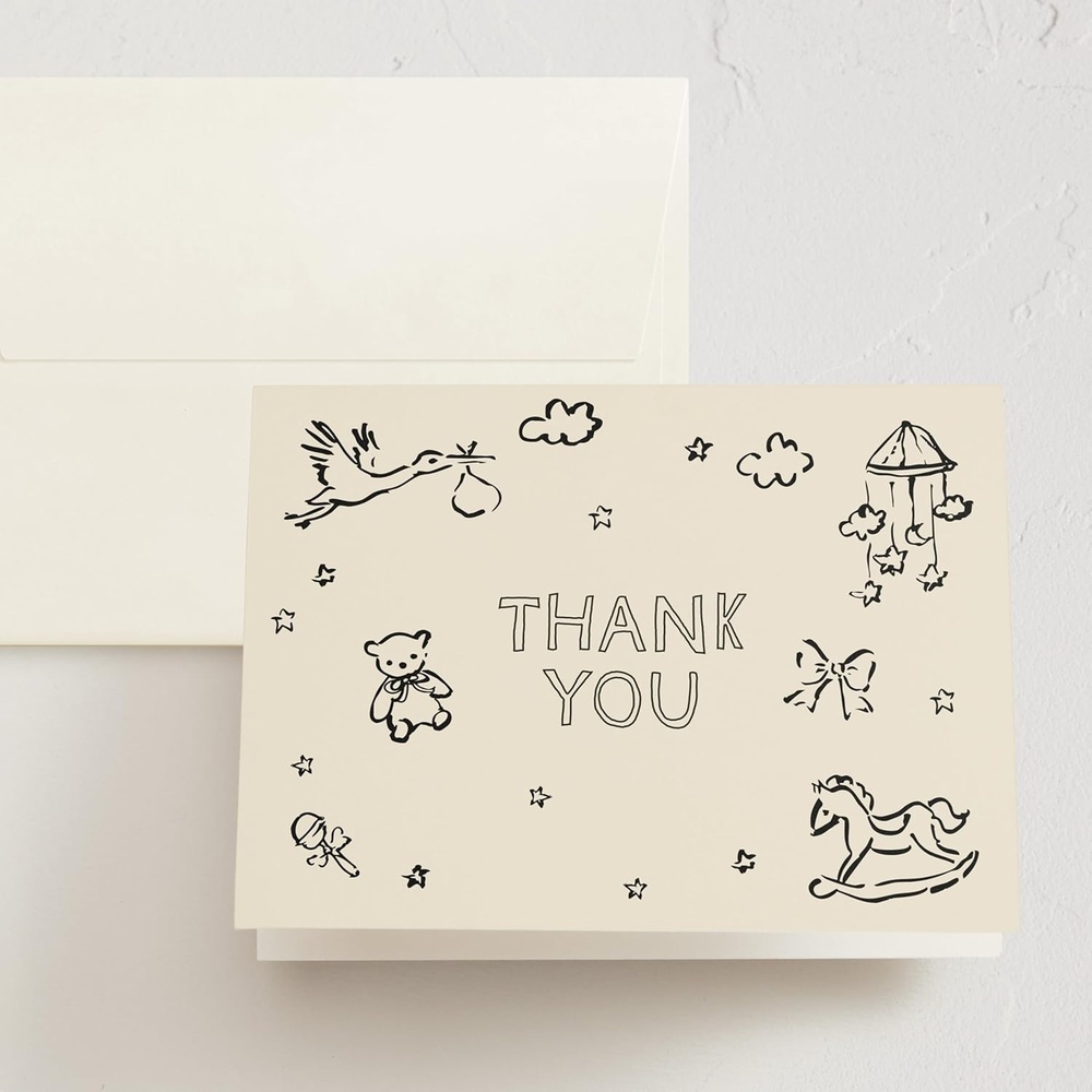 imageMinted Thank You Cards 10 Pack Disney Winnie the Pooh in the Wood Design Folded 425 x 55 Inch Blank Greeting Cards with Envelopes for Baby Shower Kids Events Appreciation NotesBundle of Joy Sketches