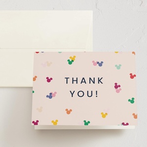 Minted Thank You Cards 10 Pack Disney Mickey Confetti Design Folded 4.25 x 5.5 Inch Blank Greeting Cards with Envelopes for Kids Parties Baby Shower Celebration Appreciation Notes
